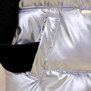 Chaleco de otoño de talla grande para mujer, chaleco brillante brillante 2021, chaleco cálido de invierno nuevo coreano, chaqueta sin mangas 3XL,4XL, negro, azul