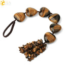 CSJA Herzform Naturstein Auto Hängende Chakra Chip Perle Heilung Kristall Handgefertigte Webart Glücksverzierung Fensterwanddekoration G541