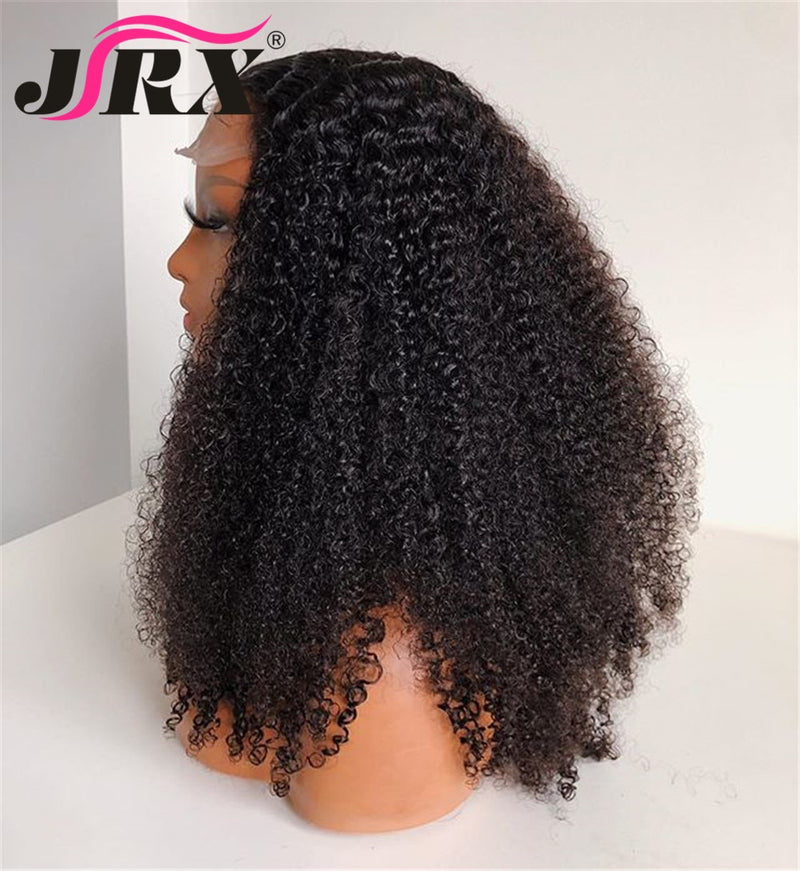 Pelucas de cabello humano con frente de encaje rizado Afro para mujer, pelucas con cierre de encaje rizado brasileño prearrancado, cabello Remy de densidad 180