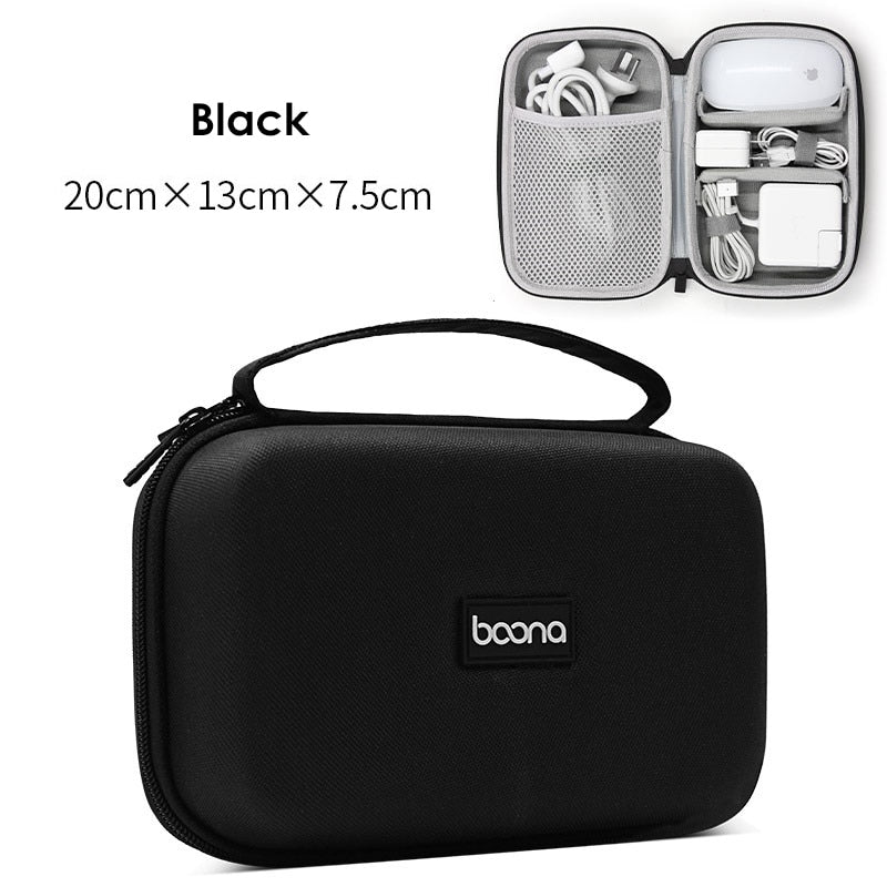 Bolsa de almacenamiento de dispositivos digitales de carcasa dura para adaptador de Mac, Cable de datos de ratón, auriculares, HDD, estuche organizador de dispositivos electrónicos