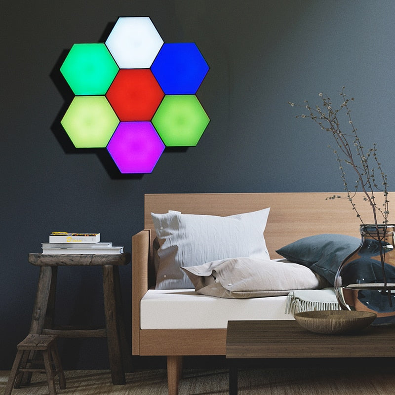 Lámpara cuántica de luz nocturna LED moderna, iluminación interior RGB sensible Modular, decoración del hogar, dormitorio, mesita de noche, lámpara de noche táctil magnética