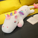 60cm-150cm Riesiges Liegendes Schlafendes Einhorn Plüschtier Große Zeichentricktiere Unicornio Bettkissen Gefülltes Dekokissen Kissen für Mädchen