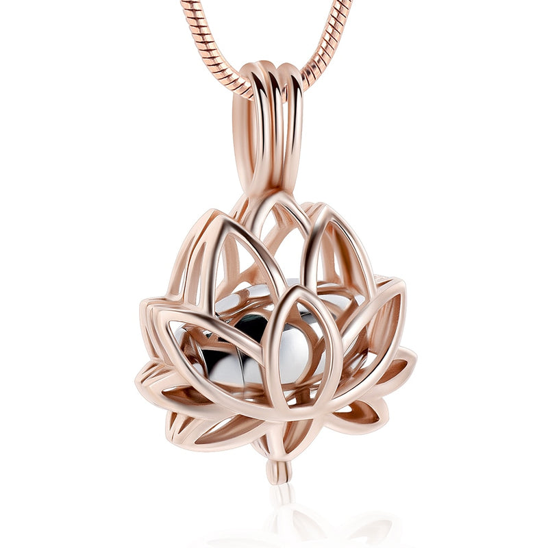 Stainless Steel Lotus Flower Keepsake Pendant For Women Mini Cremation Urn Jewelry Memorial Jewelry Ashes Locket 2 Colors