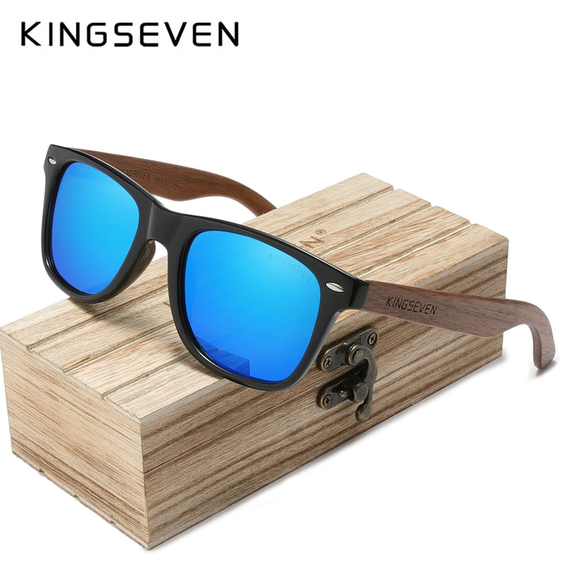 KINGSEVEN New Black Walnut Sunglasses Wood Polarized Sunglasses Men&