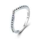 WOSTU Einfacher Ring 100% 925 Sterling Silber Schimmernder Wunsch Stapelbarer Ring Für Frauen Hochzeit Original Modeschmuck Geschenk