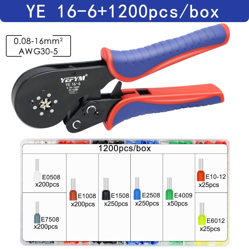 Ferrule Crimping Tool Tubular / Pin Terminal Professional Electrician Pliers Max(16mm ²/ 5AWG) Adjustable Ratchet Tools