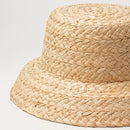 Sombrero de paja de rafia hecho a mano para niños, sombrero de paja para niños con parte superior plana Retro, sombrero de paja para niños y niñas, sombrero de sol de rafia para vacaciones de viaje