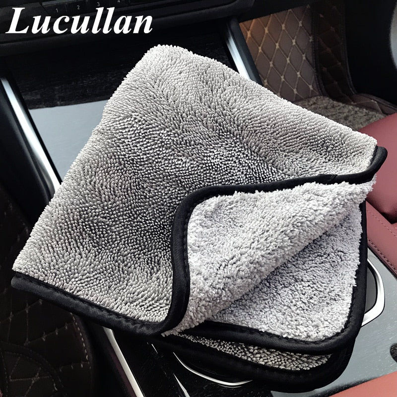 Lucullan 2021 New Launch Double Side Long Twist Pile/Terry Towel Super Absorbent Tools for Auto Microfiber Drying Towel