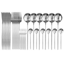 JANKNG 30-teiliges Schwarz-Gold-Geschirr-Set, Edelstahl-Besteck-Set, Kuchengabel, Löffel, Messer, Besteck, Geschirr-Set, Besteck-Set