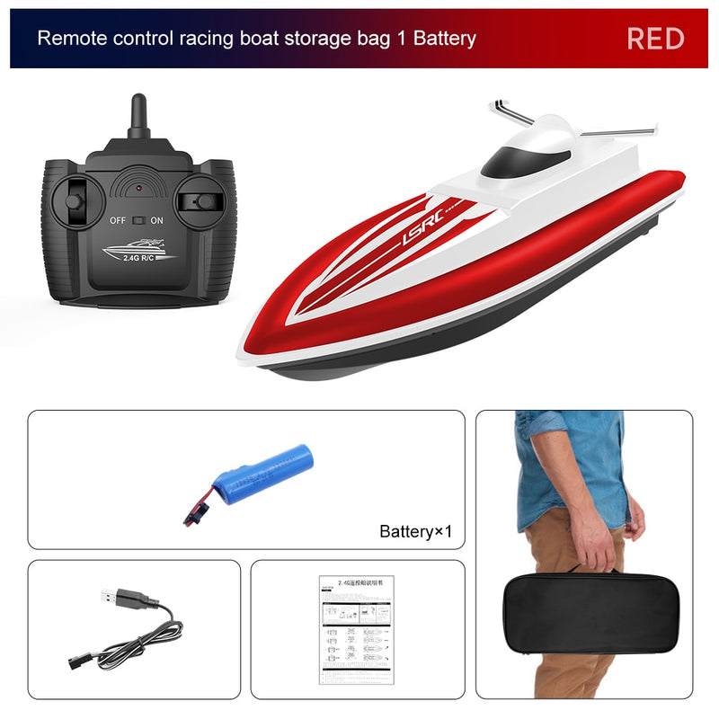 2.4G LSRC-B8 RC Hochgeschwindigkeits-Rennboot Wasserdichtes wiederaufladbares Modell Elektro-Funkfernbedienung Schnellboot Geschenke Spielzeug für Jungen