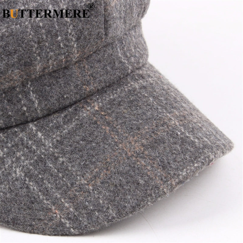 BUTTERMERE mujeres lana Tweed gorras Newsboy mujer hombre Vintage ejército verde Plaid gorras planas primavera pintores Cabbie Duckbill sombrero 2022