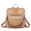 Retro Large Backpack Women PU Leather Rucksack Women&