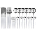 JANKNG 30-teiliges Schwarz-Gold-Geschirr-Set, Edelstahl-Besteck-Set, Kuchengabel, Löffel, Messer, Besteck, Geschirr-Set, Besteck-Set