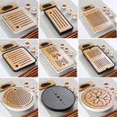 Bambus-Teetablett, massives Bambus-Teebrett, Kung-Fu-Teeset mit Abtropfgestell, Werkzeuge, Teeservier-Teekanne, Tablett-Set, blaugrünes Küchenzubehör