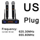 Lomeho 2 Handheld Mic UHF Frequencies Dynamic Capsule 2 Channels Wireless Microphone for Karaoke System LO-U02