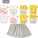 Elinfant New Passende wasserdichte Baby-Pcoket-Windeln 8 Stück graue Mesh-Stoffwindeln und 8 Mikrofaser-Einsätze