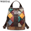 Westal Rucksack für Damen aus echtem Leder Rucksack Damen Handtaschen Mädchen Reisen Patchwork weibliche Rucksäcke für Schule Laptop 7420