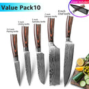 Cuchillo de cocina 1-9 Uds cuchillos de Chef 7CR17 440C acero inoxidable de alto carbono Damasco dibujo Gyuto Cleaver Set rebanador cuchillo Santoku