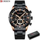 Reloj Curren para hombre, esfera azul, correa de acero inoxidable, fecha para hombre, relojes de negocios para hombre, relojes de pulsera impermeables de lujo para hombre