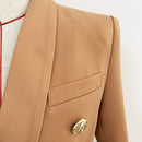 HIGH STREET 2022 El más nuevo diseñador Blazer Jacket Mujer Slim Fitting Double Breasted Metal Lion Botones Chal Collar Blazer