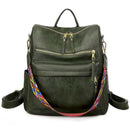 Retro Large Backpack Women PU Leather Rucksack Women&