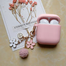 Süße koreanische Perle Silikonhülle für Apple Airpods 1 2 Hülle Zubehör kabellose Kopfhörer Schutzhülle Cherry Dog Schlüsselanhänger