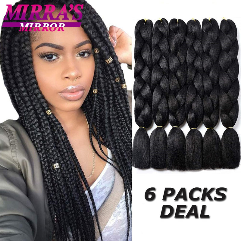 24 Zoll Jumbo Braids Synthetisches Haar für Box Braid Ombre Braiding Hair Extensions Three Tone Schwarz Braun Blau Pink Mirra's Mirror