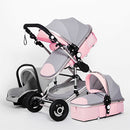 High Landscape Kinderwagen 3 in 1 mit Autositz Rosa Kinderwagen Luxus Reisekinderwagen Autositz und Kinderwagen Babytrage Kinderwagen
