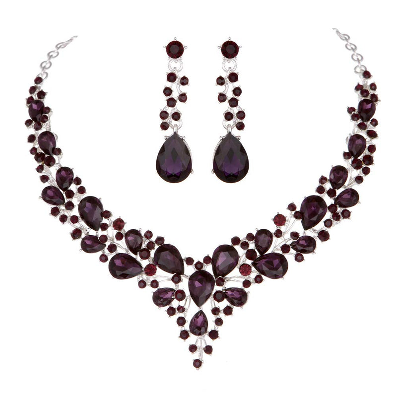 Zarte Frauen Österreichische Kristall Schmuck Sets 16 Farben Für Braut Hochzeit Halskette Und Ohrringe Sets Dame Party Modeschmuck