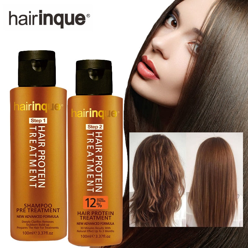 HAIRINQUE 12% champú de queratina brasileña, juego de cuidado del cabello, 2 uds., tratamiento para alisar el cabello, reparación de cabello dañado para mujeres y hombres, 200ml