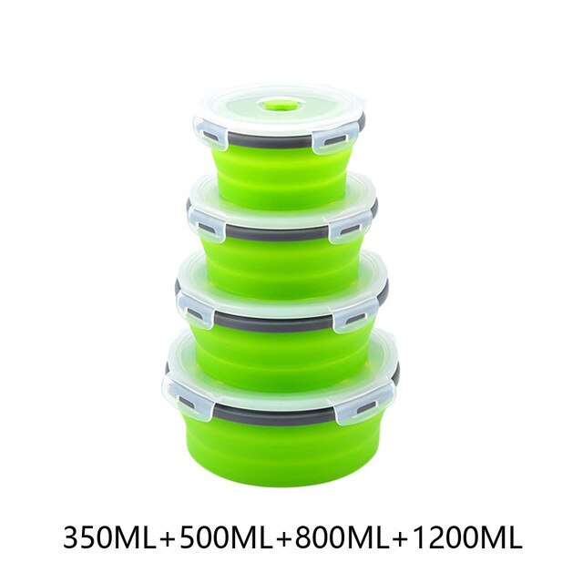 Food Storage Containers With Lids Silicone Collapsible BPA Free Lunch Fruit Salad Box Set reezer Microwavable