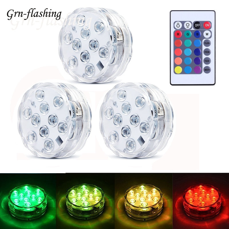 16 Colors Underwater LED Light Remote Control Submersible Lamp IP68 Waterproof Outdoor Garden Swimming Pool Bathroom Decoration