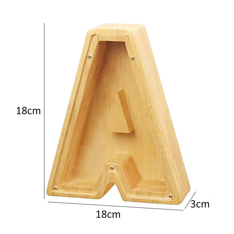 Hucha con letras de madera en inglés veintiséis, adornos transparentes personalizados para decoración del hogar, caja de dinero, letras decorativas grandes