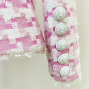 HIGH STREET Lo más nuevo 2022 Otoño Invierno Chaqueta de diseñador Botones de león para mujer Borla con flecos Houndstooth Blends Tweed Blazer