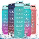 ZOMAKE 32 Unzen motivierende Wasserflasche mit Zeitmarkierung, auslaufsichere Sportwasserflasche BPA-frei, Fruchtwasserflasche Sport 1 Liter