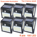 PIR-Bewegungssensor 100LED Sonnenlichtkontrolle 3-seitige Solarenergie Straßenlaterne Yard Path Home Garden Solar Power Lampe Wandleuchte