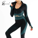 Nahtlose Frauen Set Frauen Sport Gym Anzüge Fitness Sport Langarm Frauen Kleidung