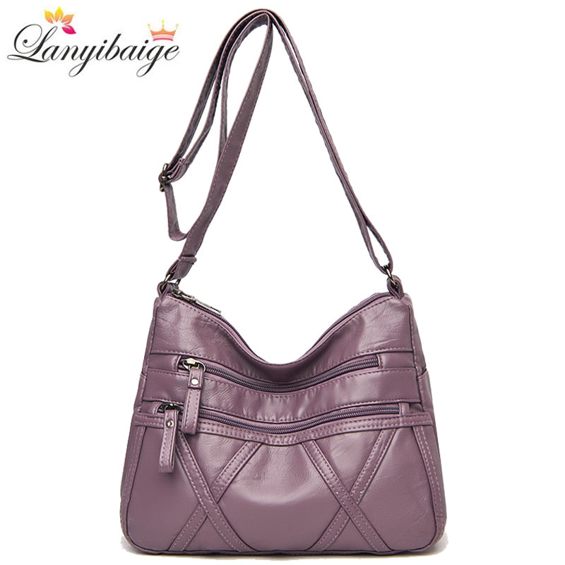 New Casual Ladies Shoulder Bag Sewing Thread Fashion Purses and Handbags Small Pu Leather Crossbody Bags For Women 2021 New