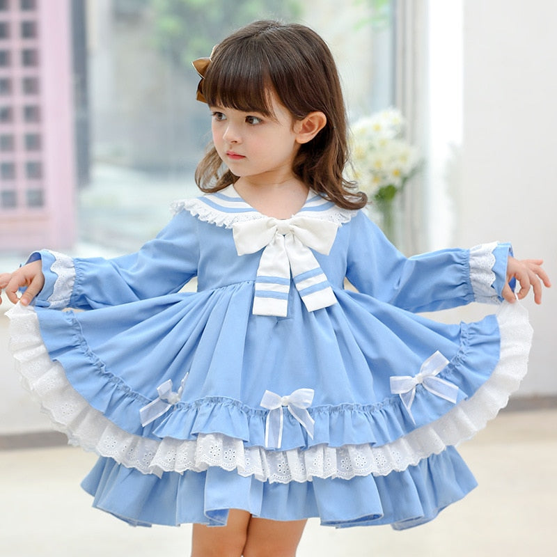 Baby Girls Spanish Dress Children Bowknot Lolita Ball Gowns Kids Birthday Pageant Party Dresses infant Vintage Princess Vestidos