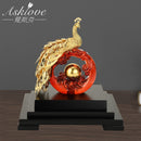 Asklove Gold Phoenix Ornament 3D Pfau Statue 24 Karat Goldfolie Dekoration Miniaturfiguren Desktop Crafts Home Decor Geschenke