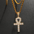 D&amp;Z Weißgold Ankh Anhänger Iced Out CZ Steine ​​Herren Micro Gepflastert AAA CZ Hip Hop Gold Silber Farbe Charm Ketten Schmuck Geschenk
