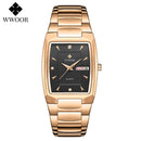 Relogio Masculino WWOOR 2022 Neue quadratische Uhr Herren mit automatischem Wochendatum Mann Quarz Armbanduhren Luxus Edelstahl Gold