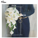 Meldel Bride Waterfall Wedding Bouquet Artificial Vintage Peony Hydrangea Flower Calla Lily Marriage Supplies Luxurious Bouquets