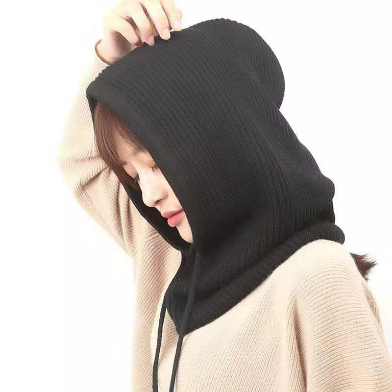 Gorro de invierno para mujer, gorro de Cachemira con capucha de punto para mujer, pasamontañas para mujer, gorro de lana cálido a prueba de viento