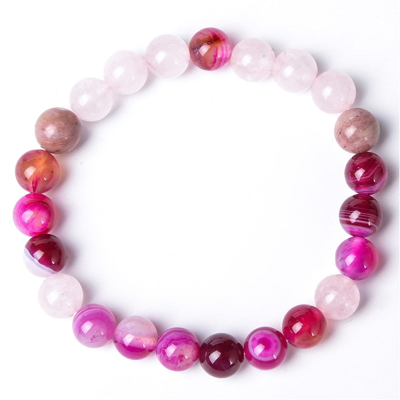 8 mm Rhodochrosit Rosenquarz Achat Perlen 108 Japamala Halskette Meditation Yoga Heilung tibetischen Schmuck Armband Quaste Sets