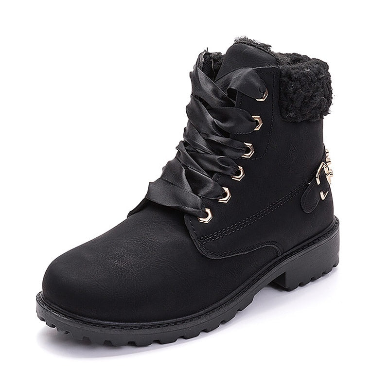 Winter shoes women boots 2022 fashion warm plush ankle boots women shoes round toe lace-up female snow boots brand shoes woman