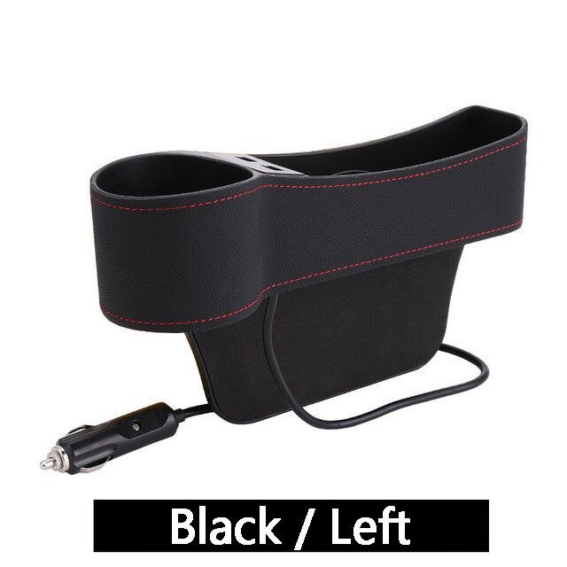 Auto Autositz Gap Organizer PU Leder Aufbewahrungsbox Getränkehalter Autositz Seitenschlitz Tasche Aufbewahrungstasche mit zwei USB-Ladeanschlüssen