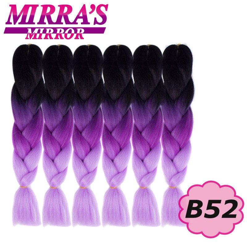 24inch Jumbo Braids Synthetic Hair For Box Braid Ombre Braiding Hair Extensions Three Tone Black Brown Blue Pink Mirra’s Mirror