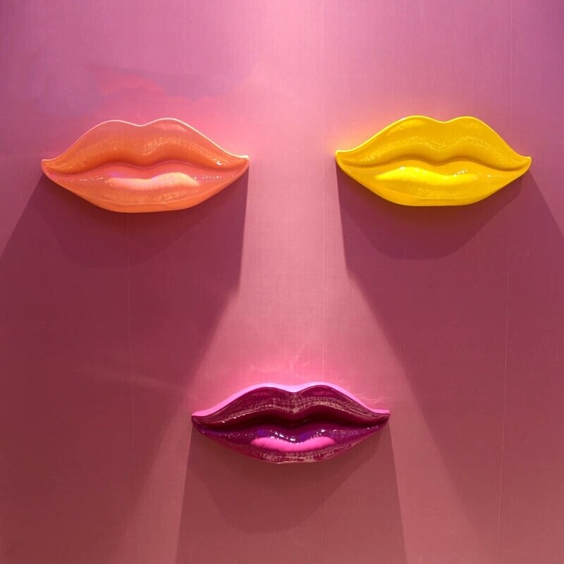 Big Lip Sculpture Decoration Modern Red Lips Pendant Bar Club Theme Wall Decoration
