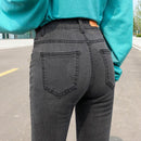 NEU Frauen Stretch Hohe Taille Klassische Retro Jeans Dame Kleidung 38 40 Dünne Hosen Push-Up-Leggings Mom Jeans Bleistifthose